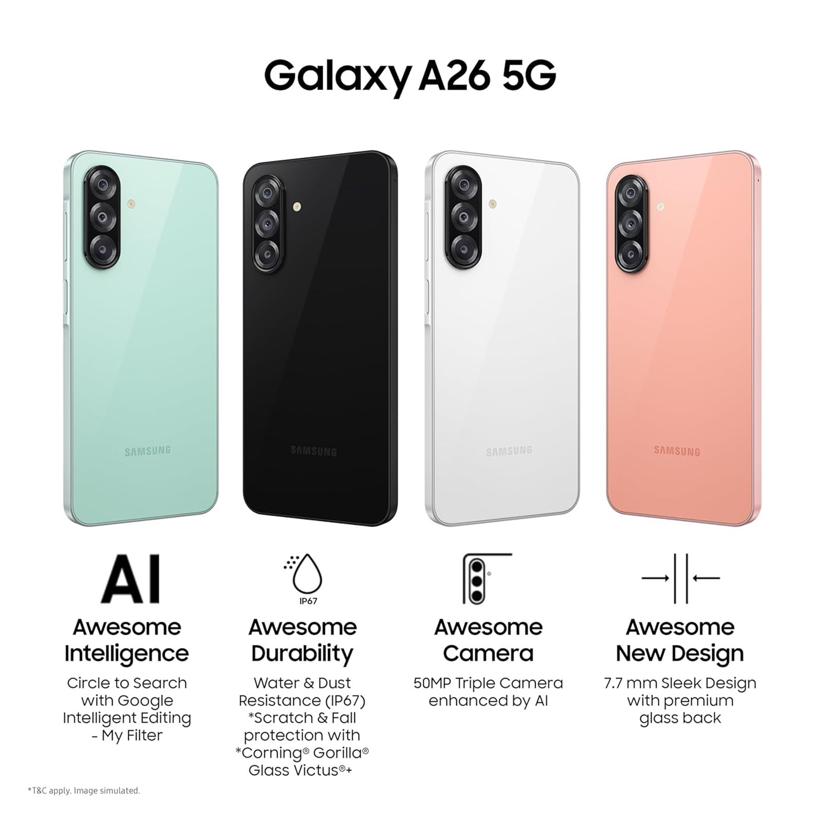 Buy SAMSUNG Galaxy A26 5G (8GB RAM, 128GB, Awesome Black) Online